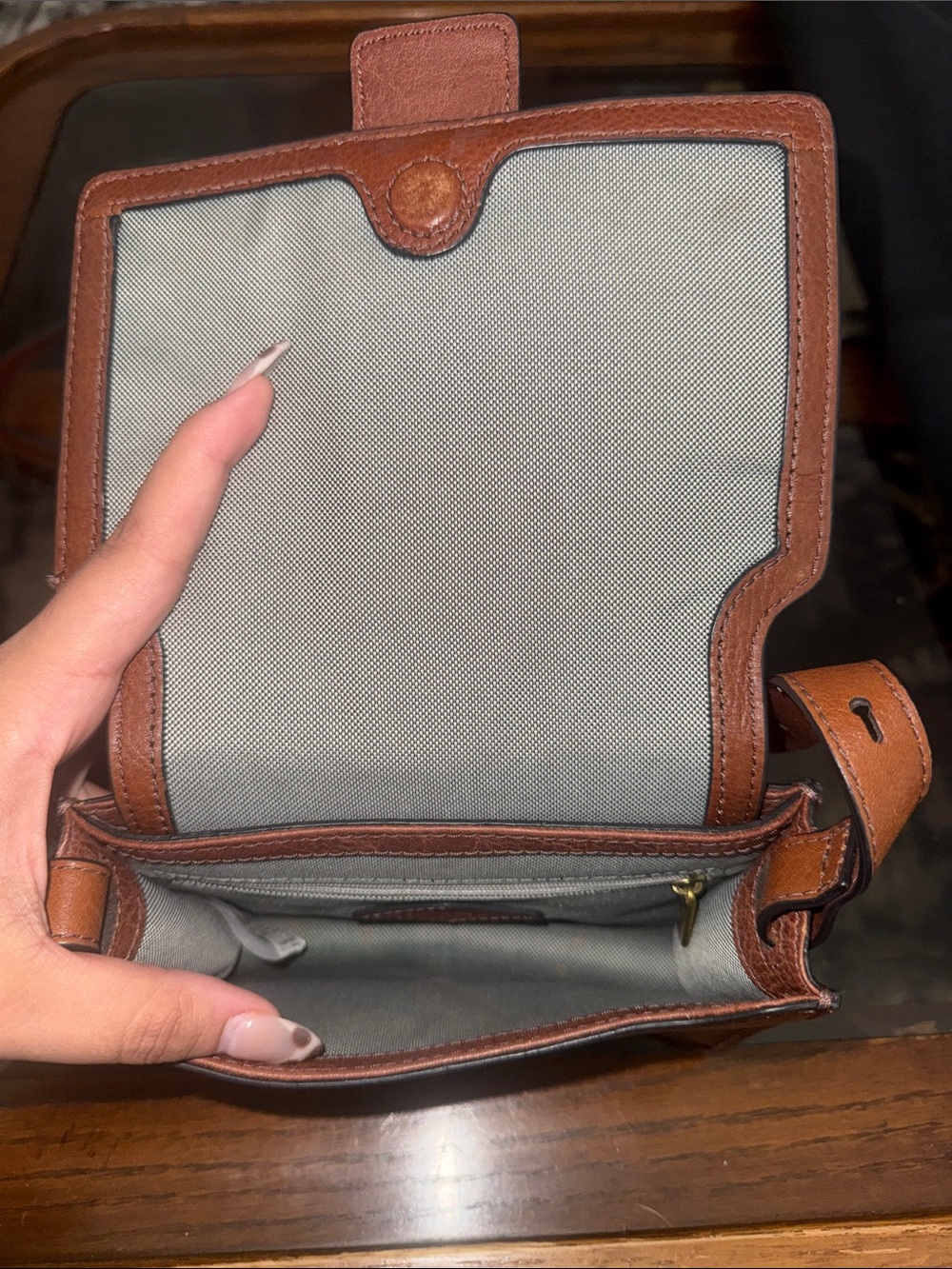 Fossil Brown Leather Crossbody with Gold-Tone Buckle - Picture 4 of 5